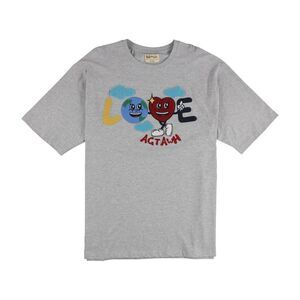 AGtawh Mens Love Embellished T-Shirt, Grey, NWT